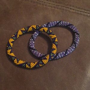Orange + Purple Beaded Pattern Bracelets